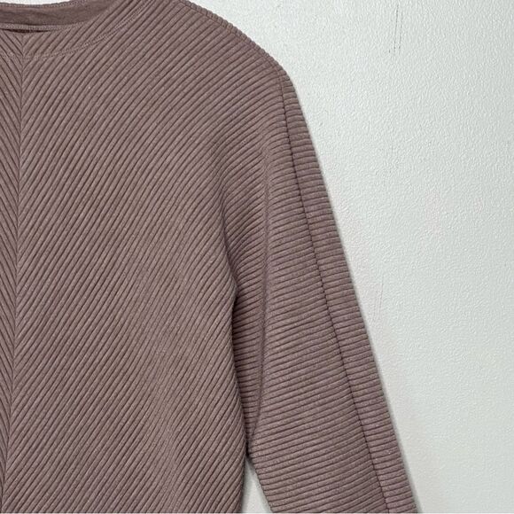 A New Day Dark Mocha Mousse Oversized Slouch Shoulder Ribbed Sweater Top - Picture 3 of 12